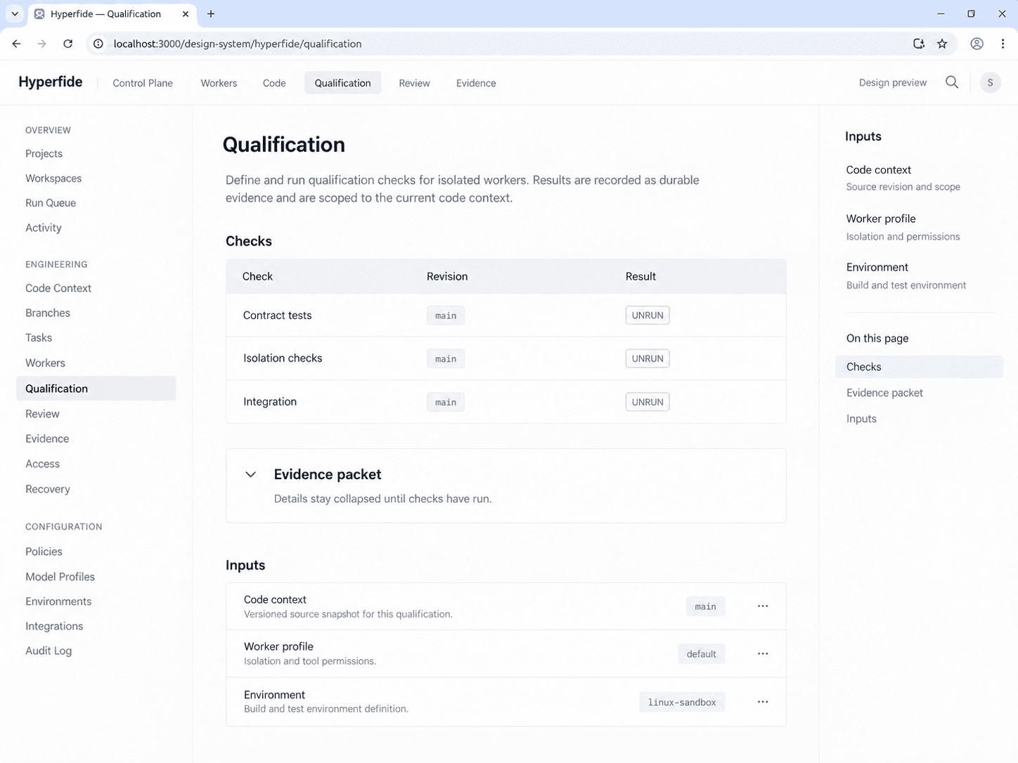 ui qualification evidence — interface concept