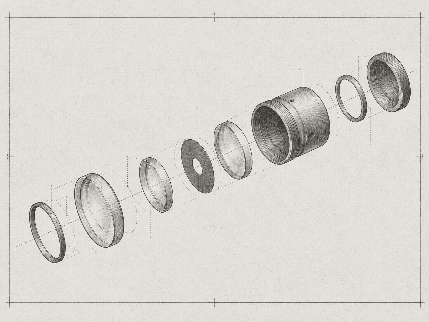 exploded optical relay — editorial illustration