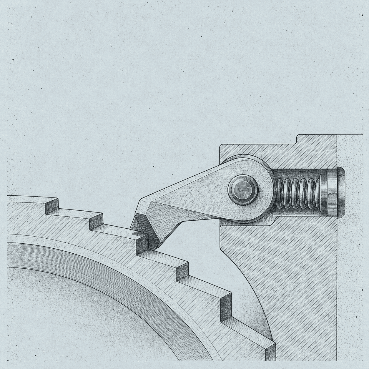 mechanical checkpoint — editorial illustration