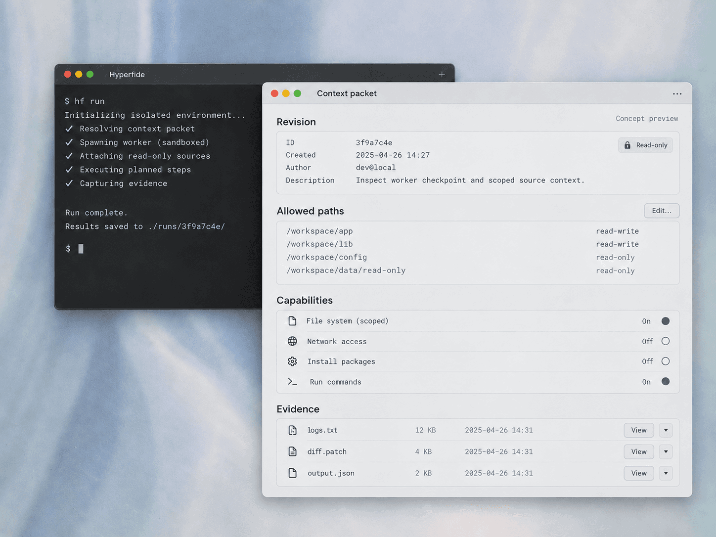 scoped context inspector — interface concept